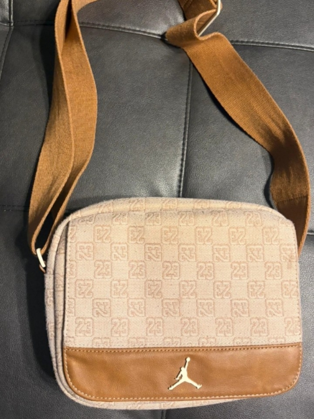 Jordan Beige and Brown Messenger Crossbody Bag